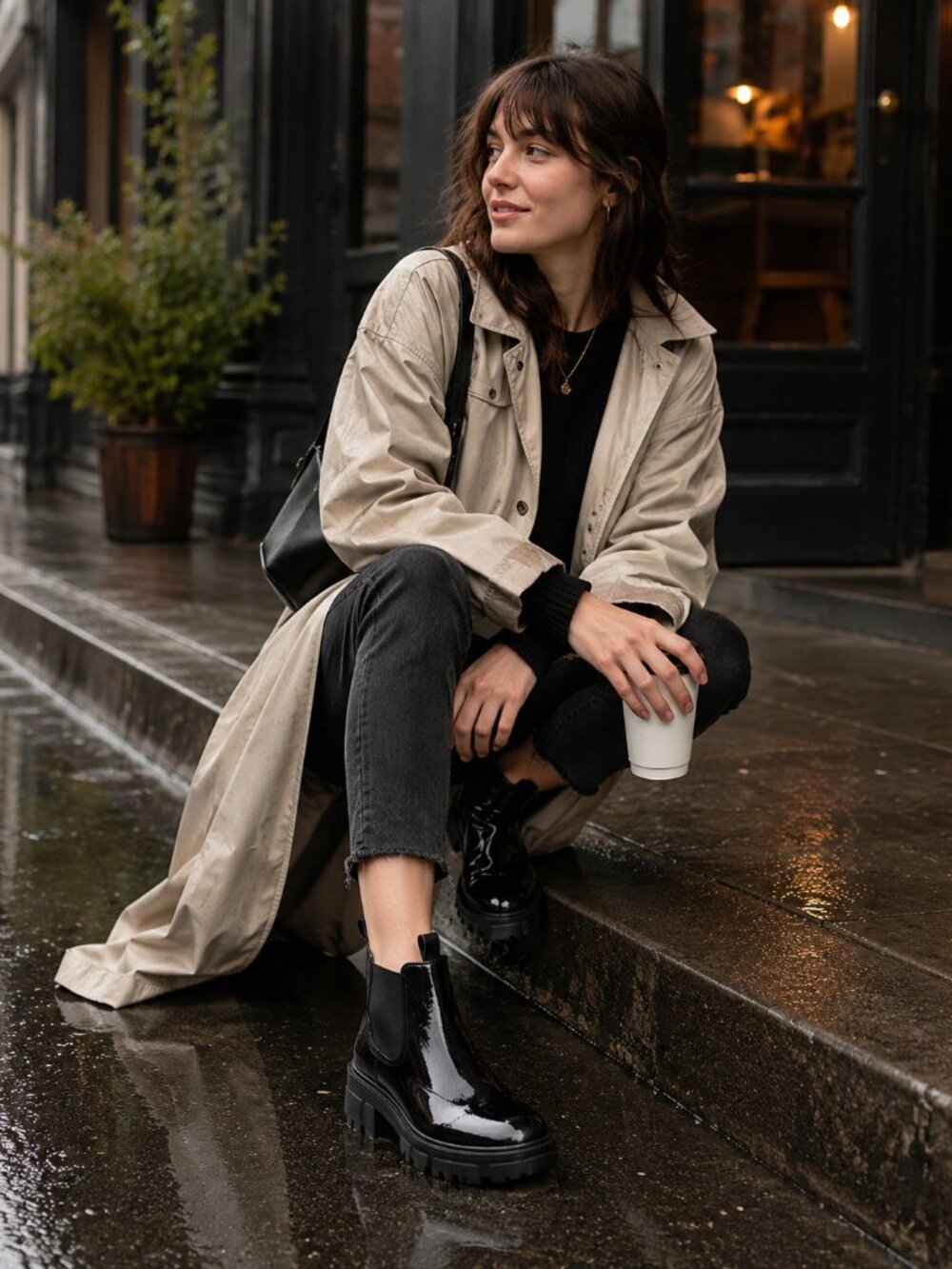 Unionbay Black Patent Chelsea Rain Boots – Women’s 7.5